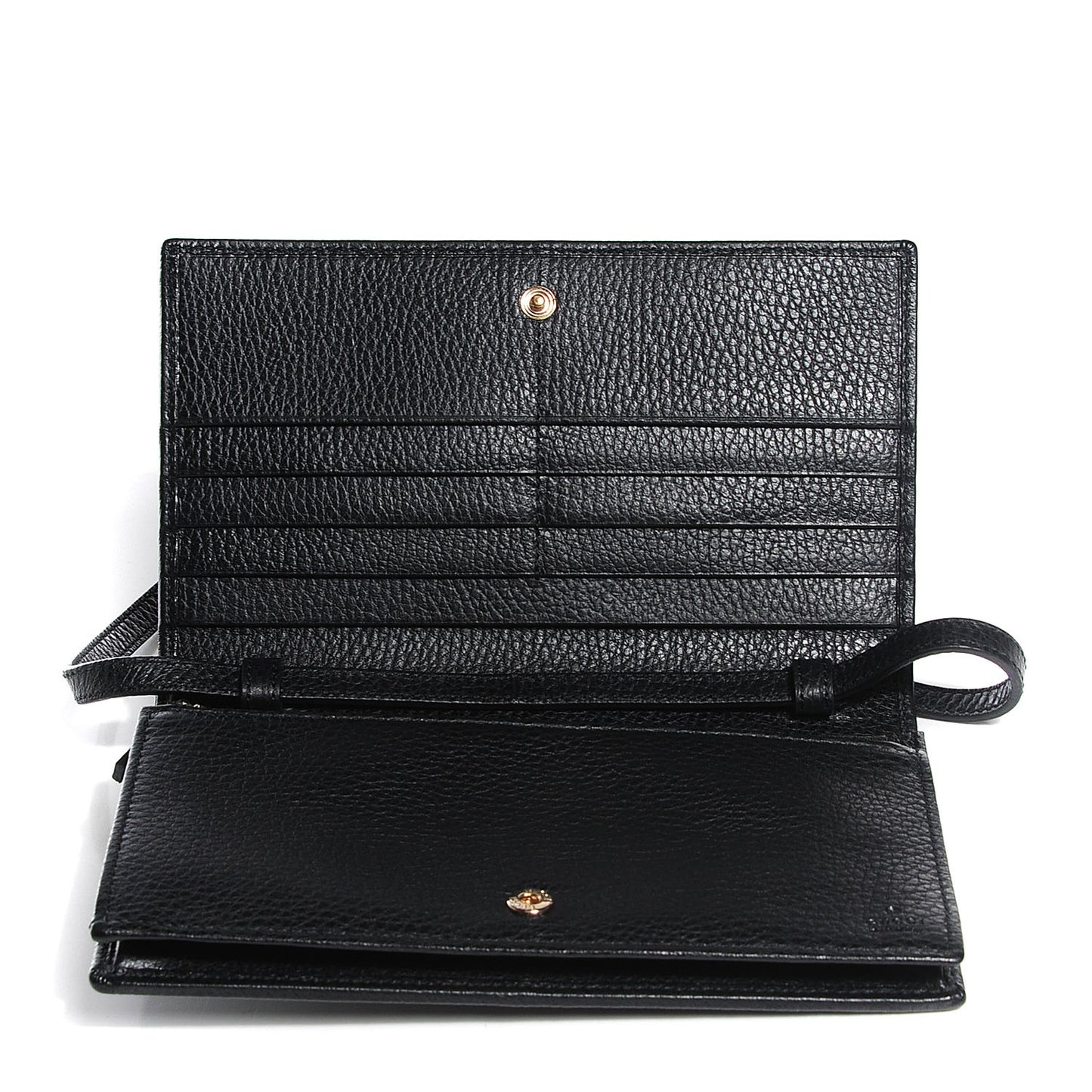 Dollar Calfskin Mini Swing Wallet Bag Black