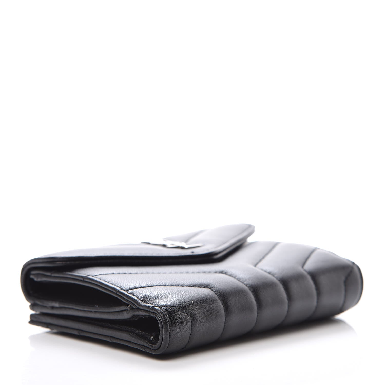 Saint Laurent Lambskin Y Quilted Monogram Compact Loulou Wallet Black 4 of 8