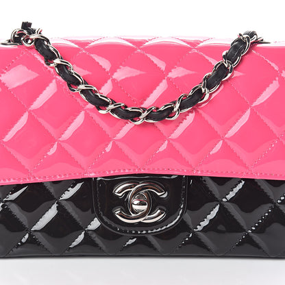 Chanel Patent Calfskin Quilted Bi-Color Mini Rectangular Flap Pink Black 8 of 11