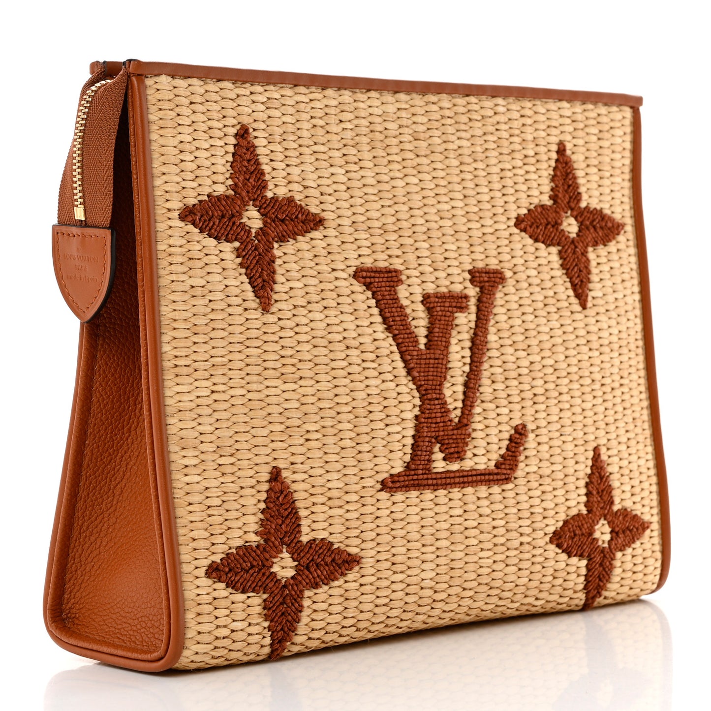Raffia Monogram Giant Toiletry Pouch 26 Tan