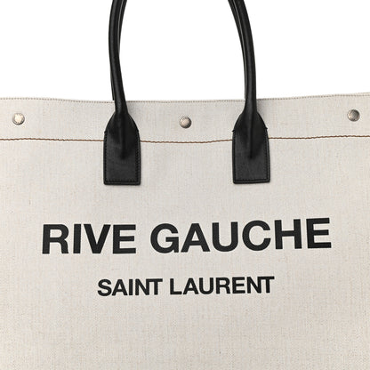 Saint Laurent Linen Calfskin Rive Gauche Tote Optic White 7 of 9