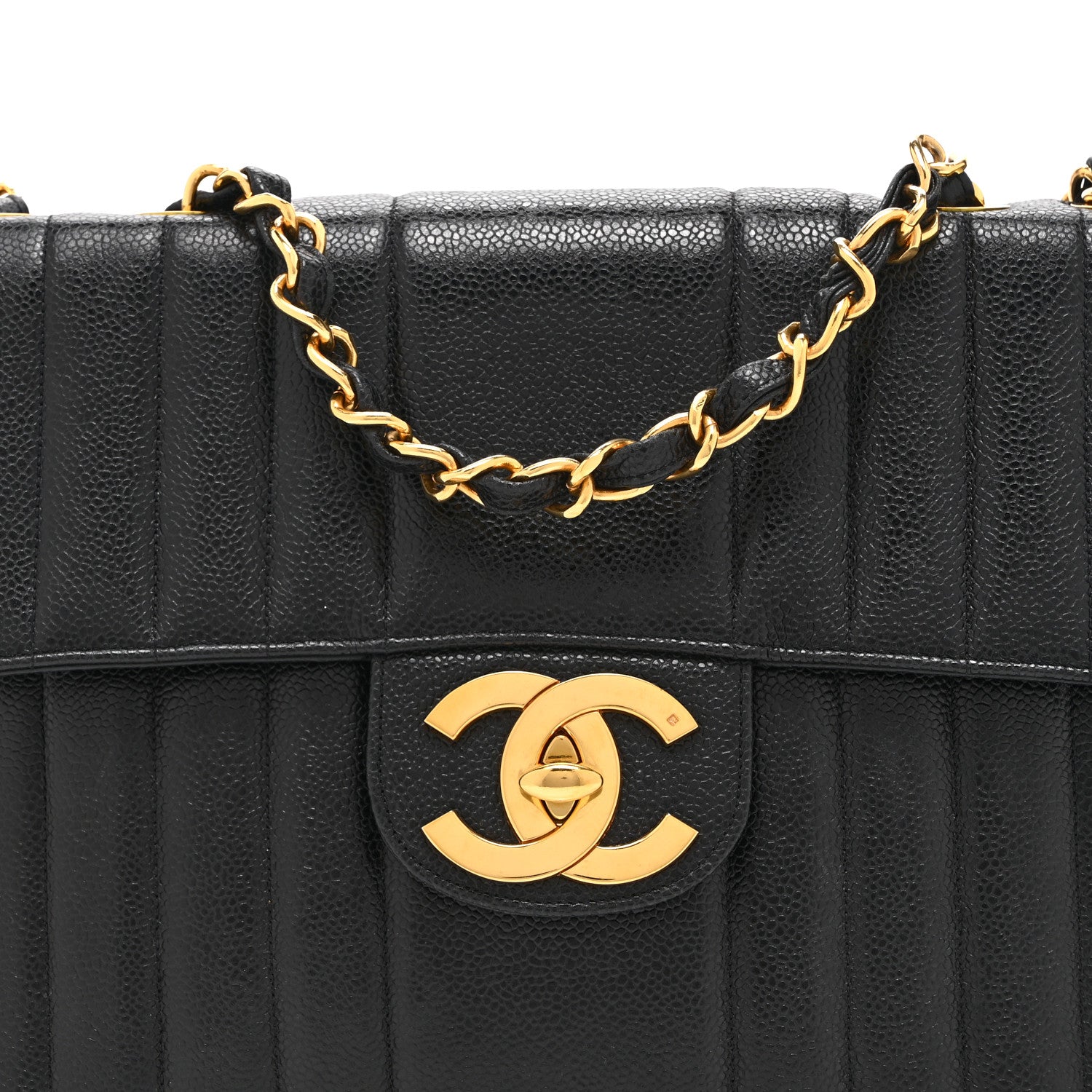 Chanel Caviar Vertical Quilted Jumbo Single Flap Black 8 of 10