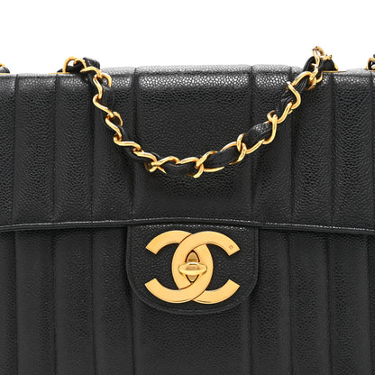 Chanel Caviar Vertical Quilted Jumbo Single Flap Black 8 of 10