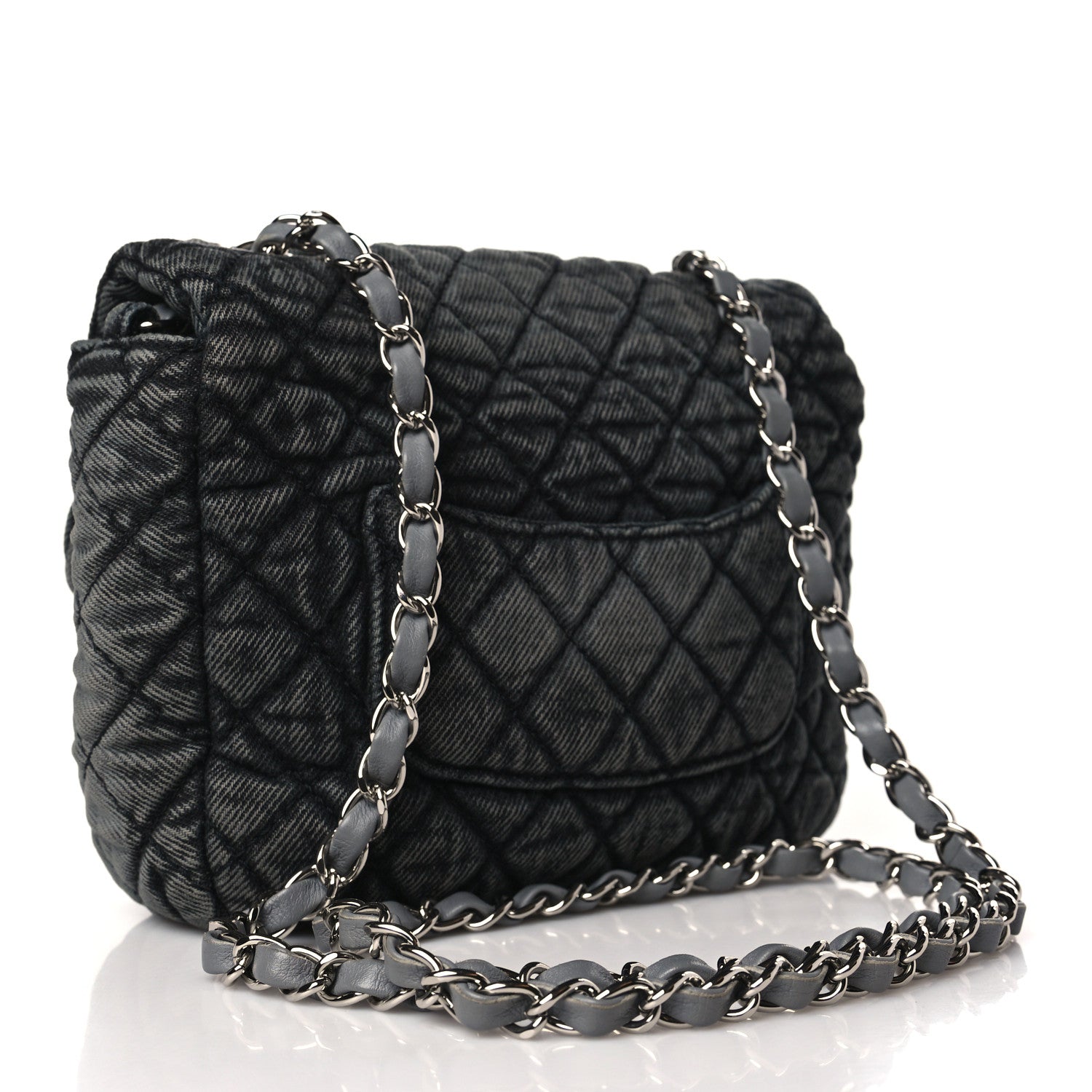 Chanel Washed Denim Quilted Small Denimpression Flap Grey Black 2 of 9