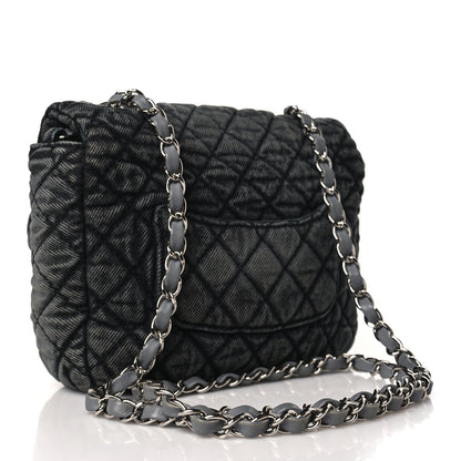 Chanel Washed Denim Quilted Small Denimpression Flap Grey Black 2 of 9