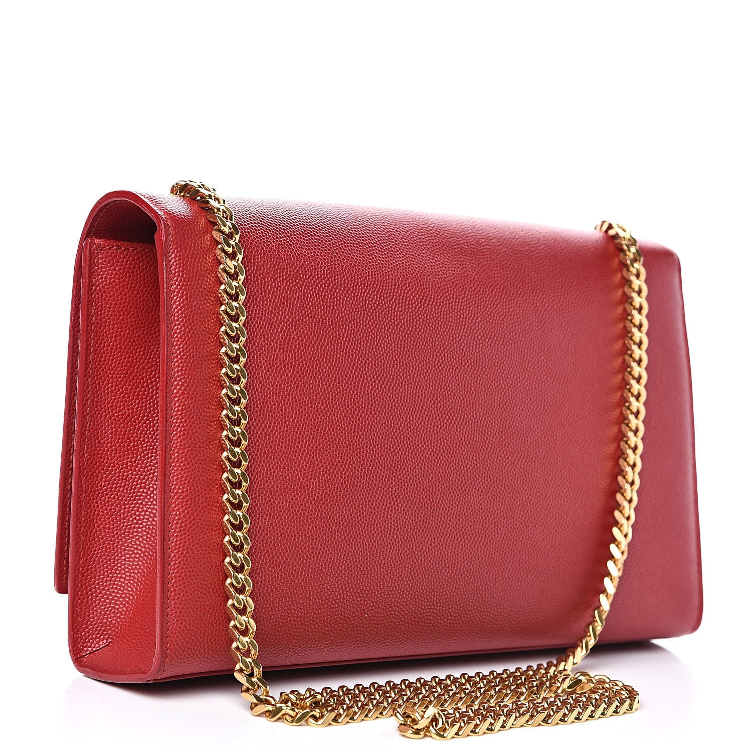 Saint Laurent Grain De Poudre Medium Monogram Kate Satchel Red 3 of 13
