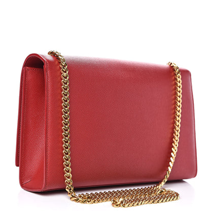 Saint Laurent Grain De Poudre Medium Monogram Kate Satchel Red 3 of 13