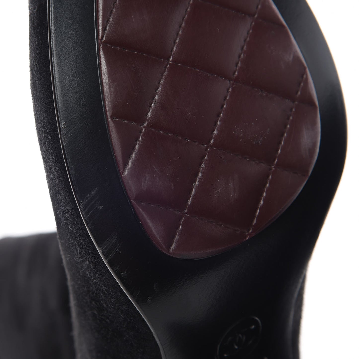 Suede Calfskin CC Short Boots 35.5 Black