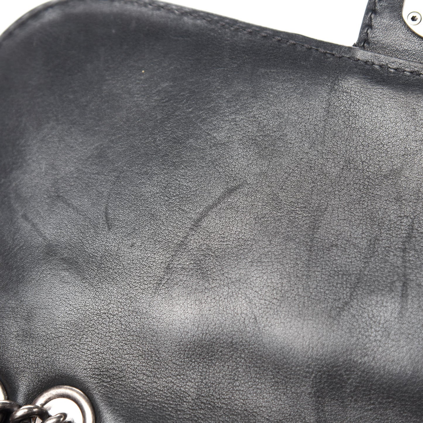 Calfskin Stitched Quilted Flap Black