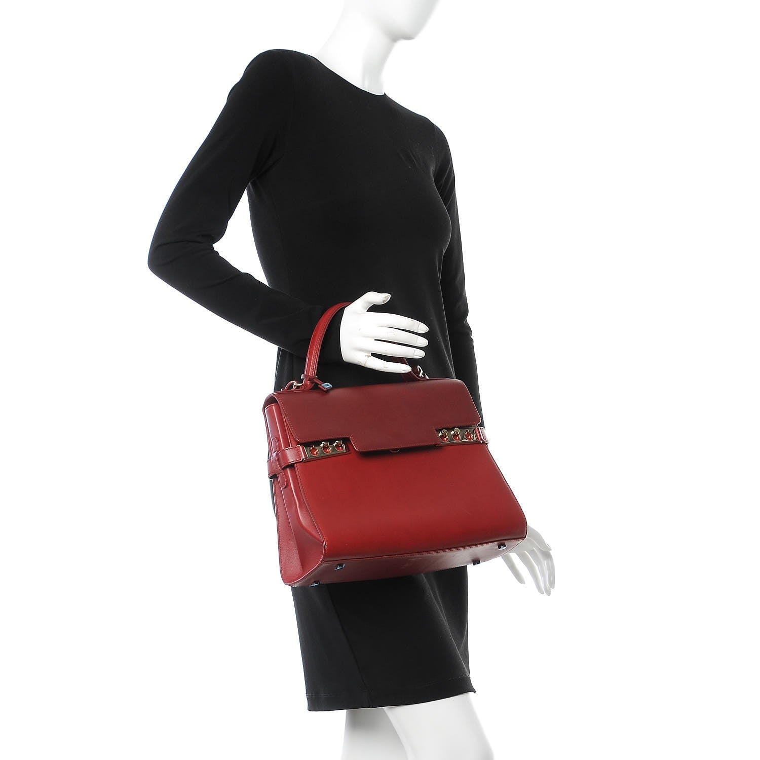 Delvaux Calfskin GM Tempete Satchel Red 2 of 10