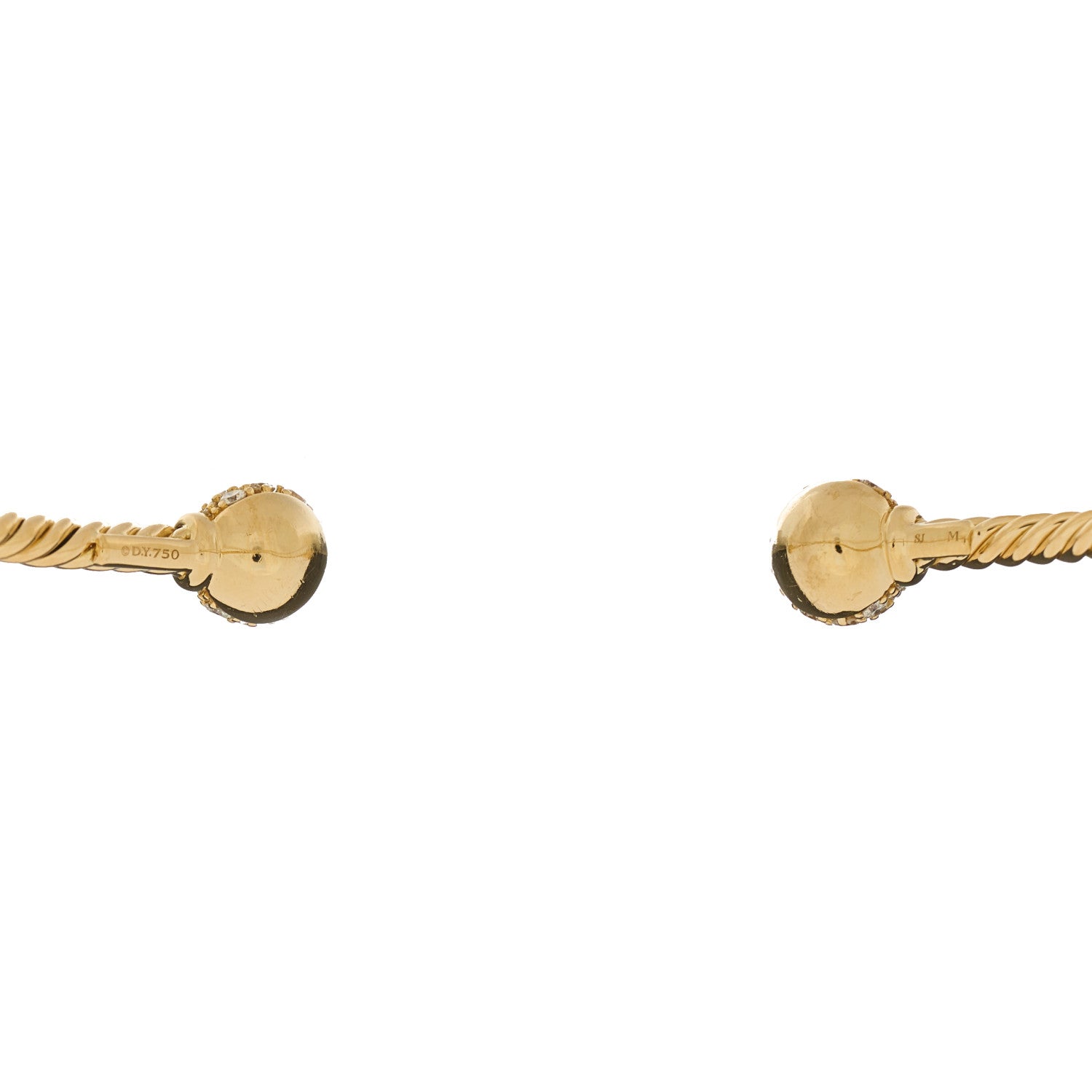 David Yurman 18K Yellow Gold Diamond 2.6mm Solari Cablespira Bracelet 3 of 3