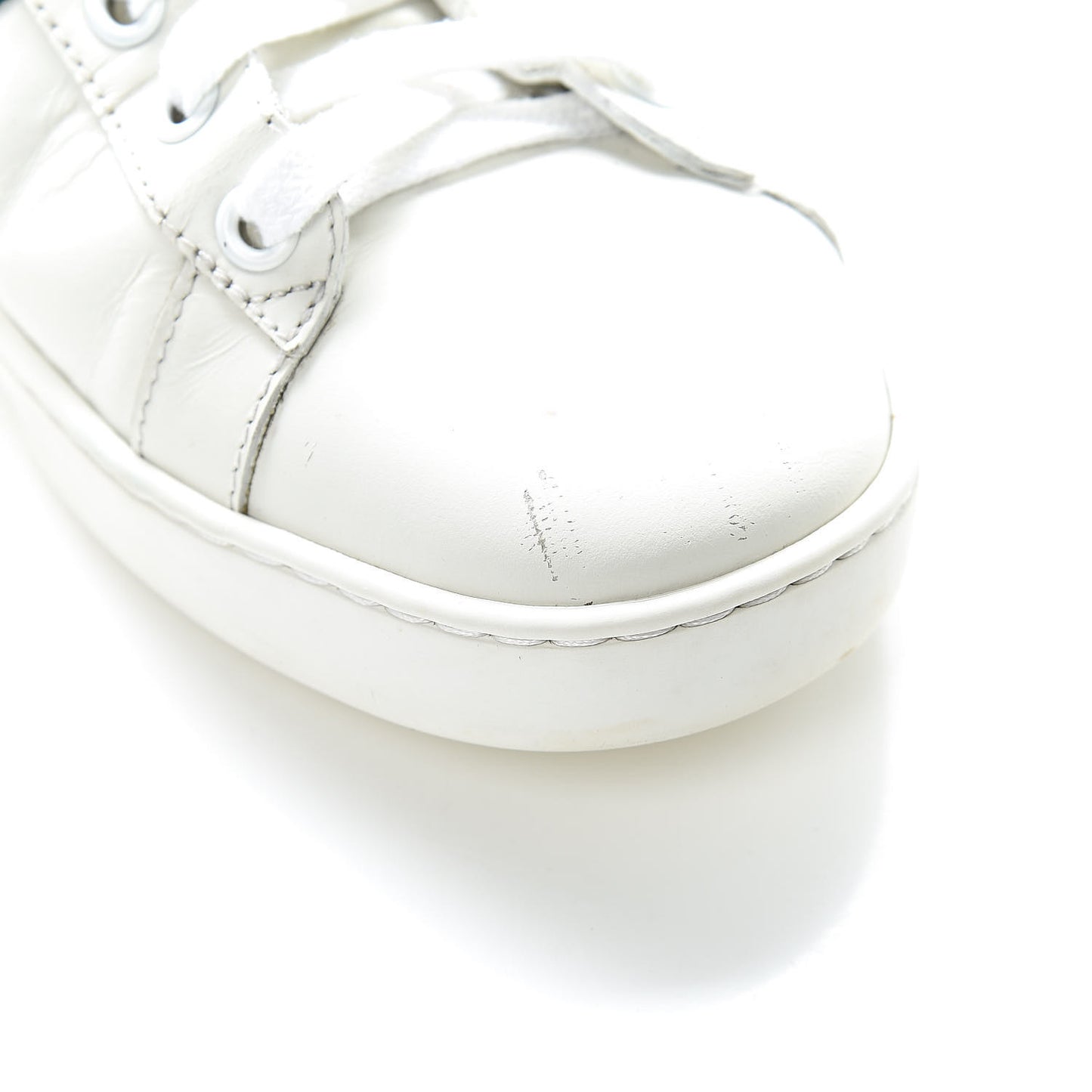 Calfskin Crocodile Web Womens Ace Sneakers 39 White Green