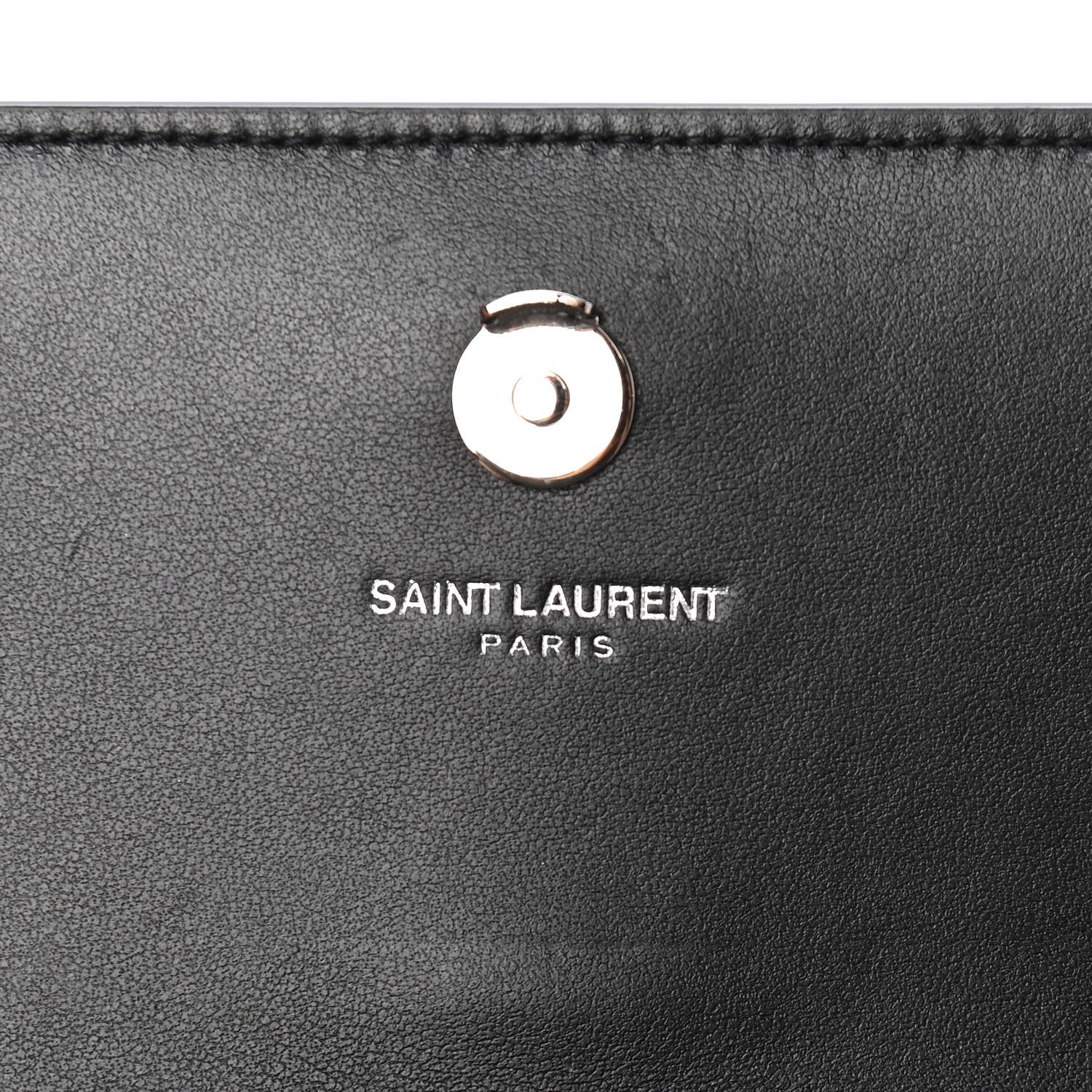 Saint Laurent Calfskin Crocodile Embossed Monogram Sunset Chain Wallet Black 10 of 10