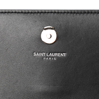 Saint Laurent Calfskin Crocodile Embossed Monogram Sunset Chain Wallet Black 10 of 10