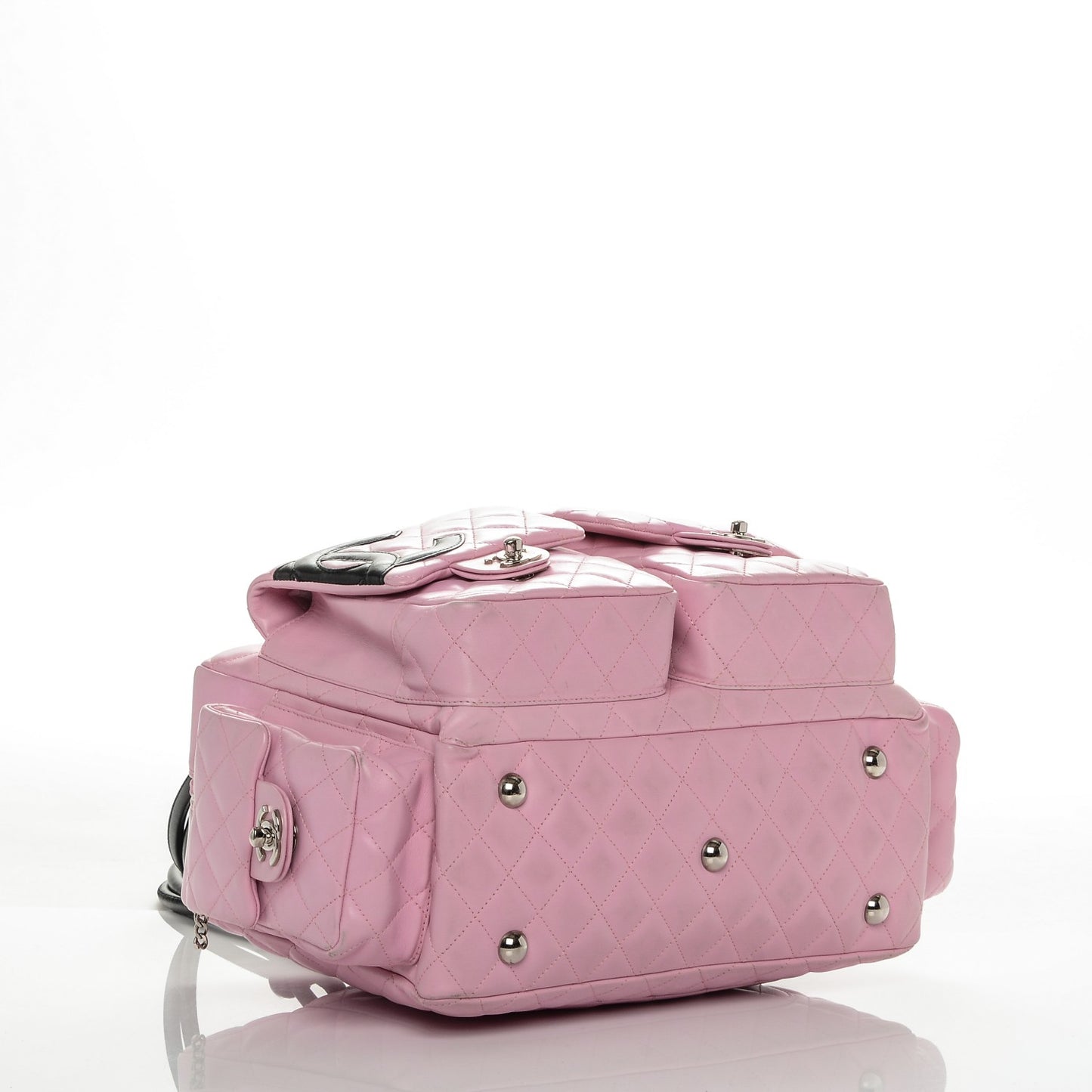 Calfskin Quilted Large Cambon Multipocket Reporter Pink Black