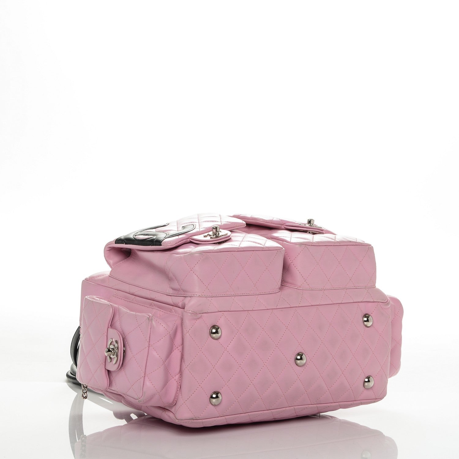 Chanel Calfskin Quilted Large Cambon Multipocket Reporter Pink Black 5 of 13