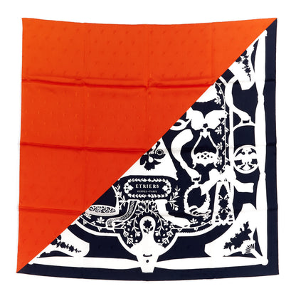 Hermes Silk Quadrige Etriers Tattoo Scarf 90 Vermillon Marine Blanc 1 of 3