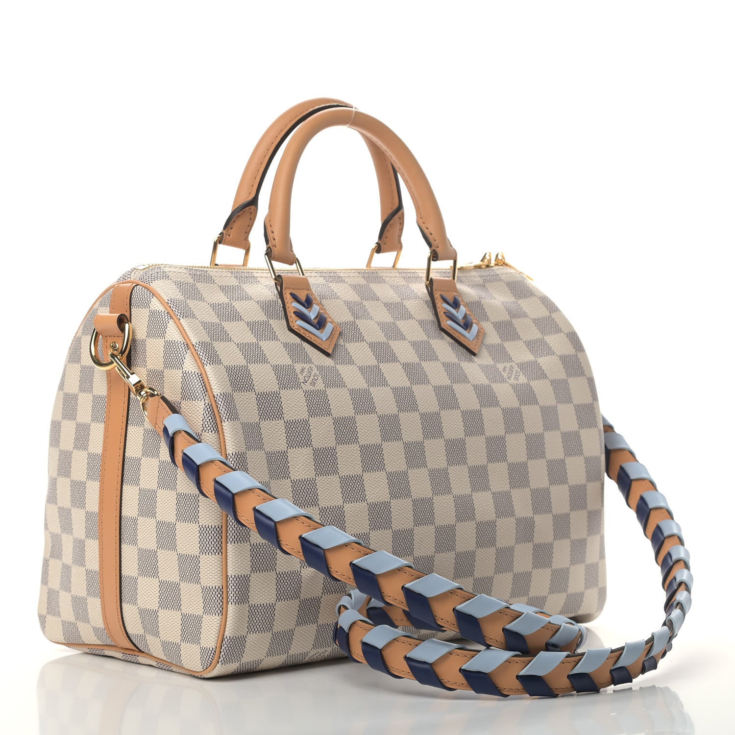 Louis Vuitton Damier Azur Braided Speedy Bandouliere 30 Blue 2 of 4