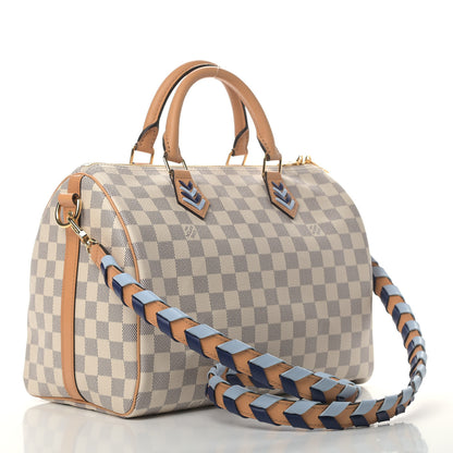 Louis Vuitton Damier Azur Braided Speedy Bandouliere 30 Blue 2 of 4