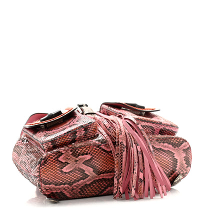 Gucci Snakeskin Medium Bamboo Backpack Pink Multicolor 4 of 13