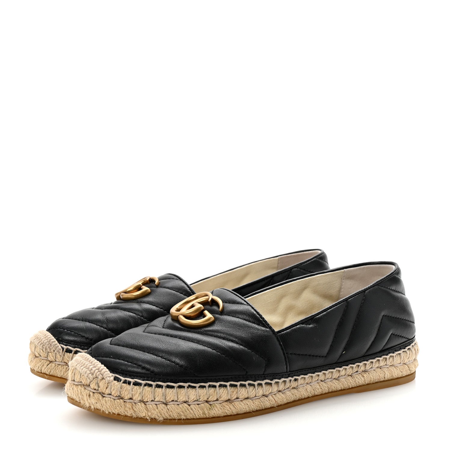 Gucci Nappa Matelasse GG Marmont Espadrilles 38.5 Black 4 of 10
