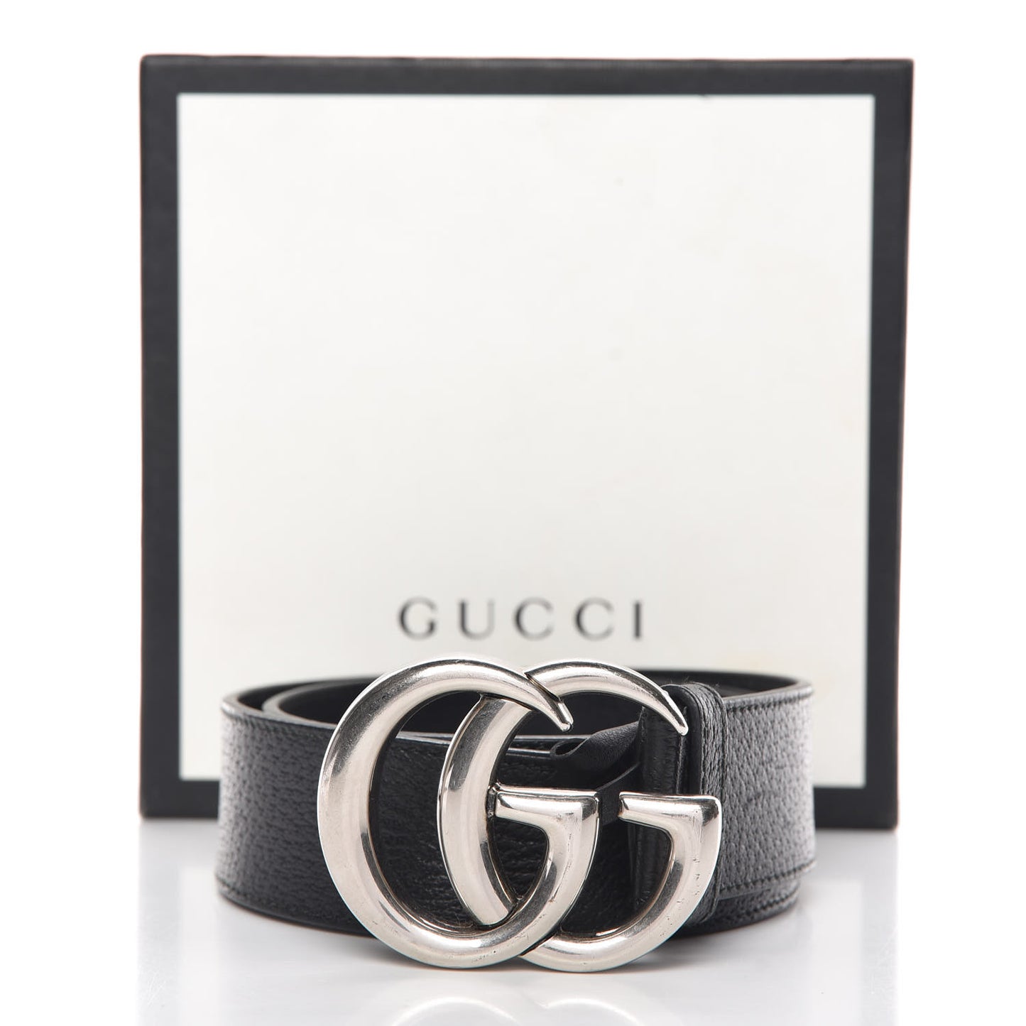 Textured Dollar Calfskin Nickel Double G 40mm Belt 80 32 Black