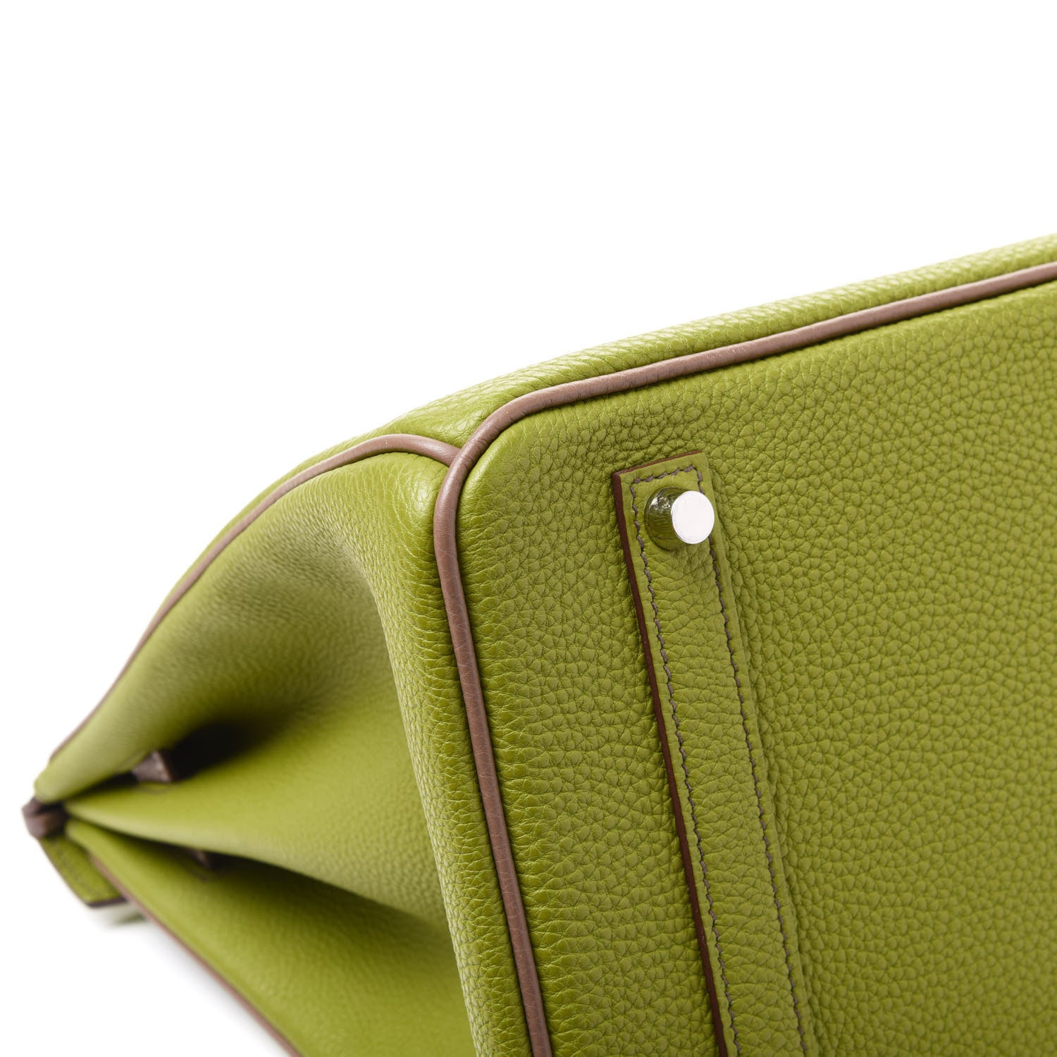 Hermes Togo Bi Color Horseshoe Birkin 35 Vert Anis Etoupe 7 of 12