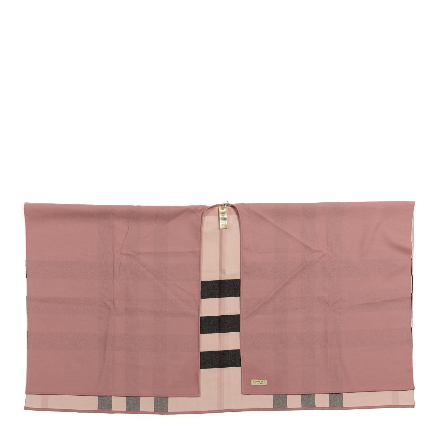 Burberry Wool Solid To Check Charlotte Cape Scarf Pink 1 of 3