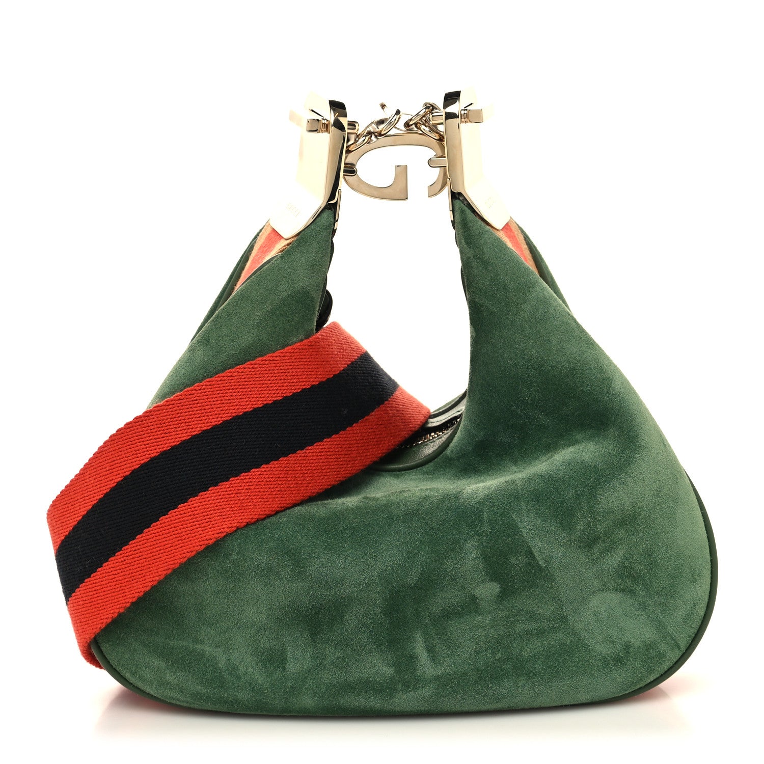 Gucci Suede Web Small Attache Shoulder Bag Cactus Green 1 of 11