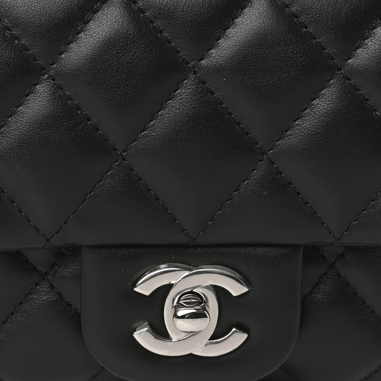 Calfskin Quilted CC Uniform Flap Belt Bag Black
