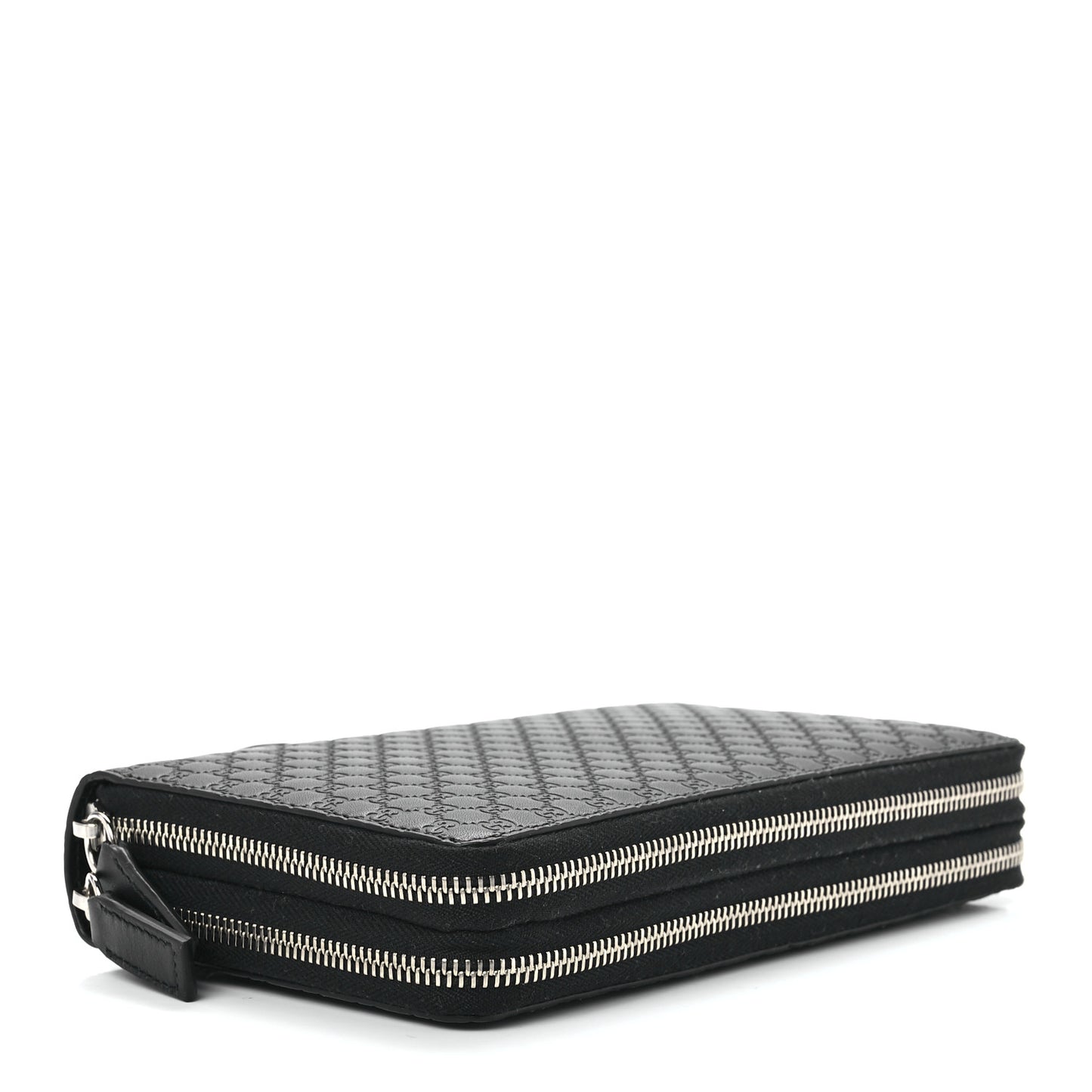 Soft Microguccissima Zip Around Top Handle Travel Wallet Carbon