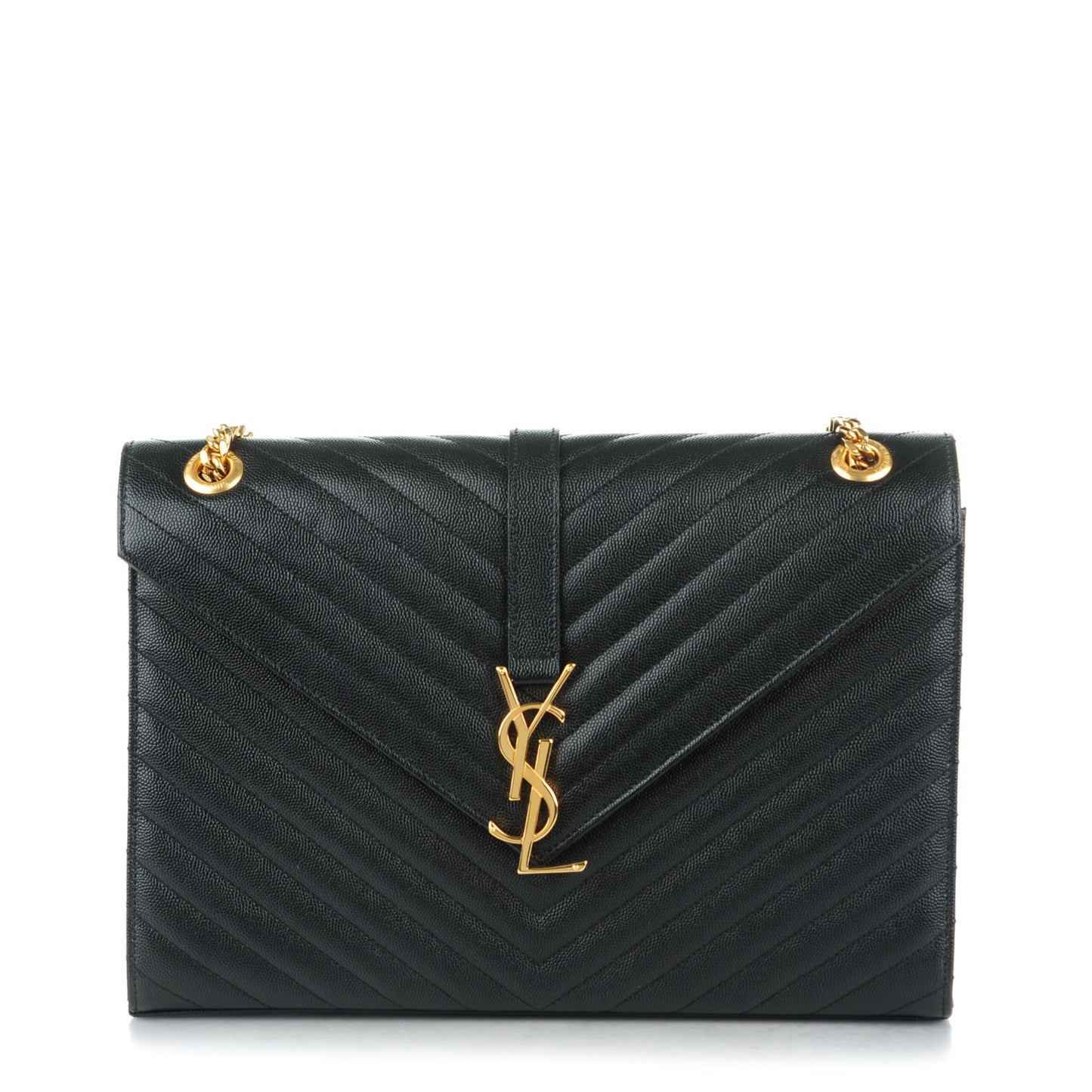 Grain De Poudre Matelasse Chevron Large Monogram Satchel Black