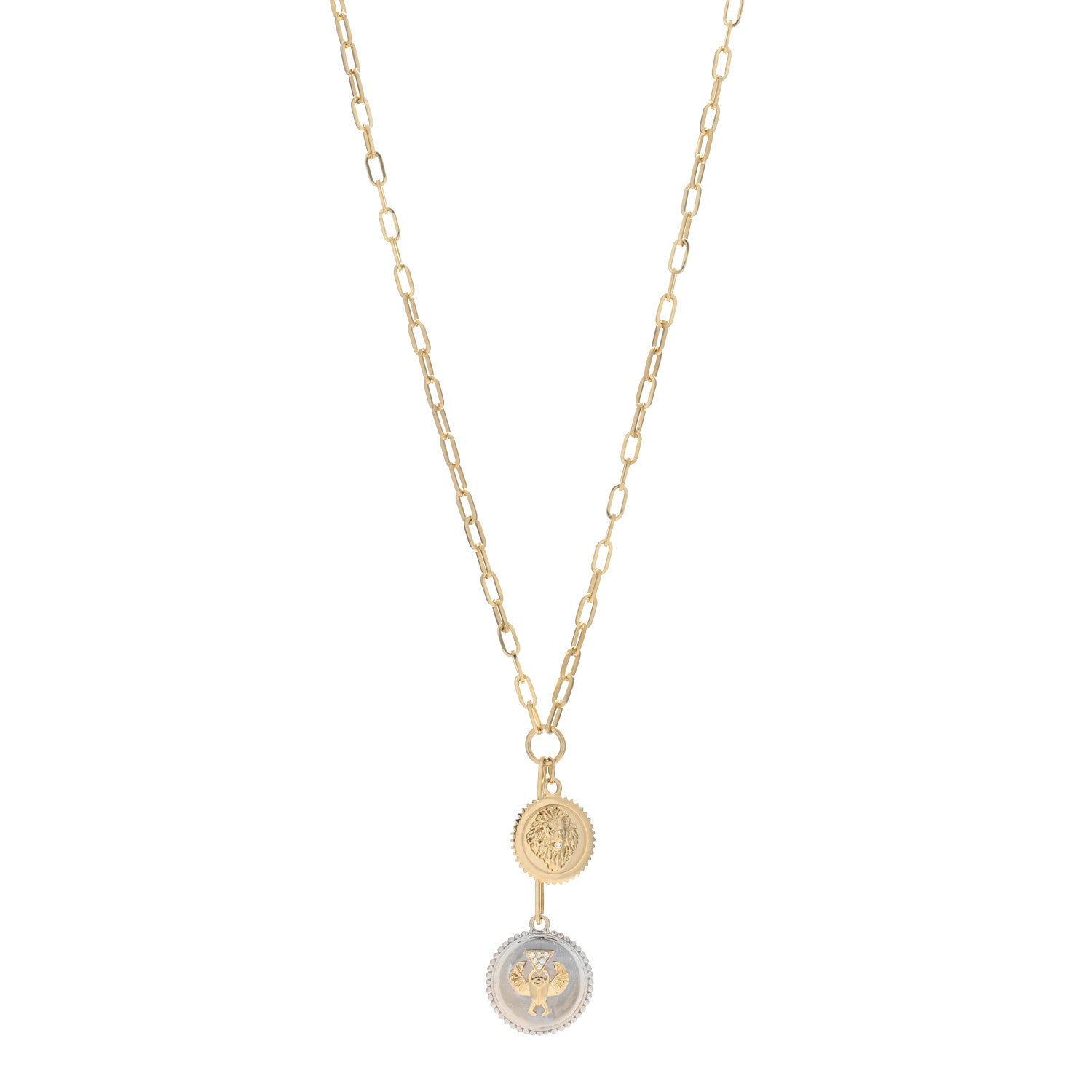 Foundrae 18K Yellow White Gold Diamond Medium Strength Protection Refined Clip Extension Chain Necklace 1 of 5