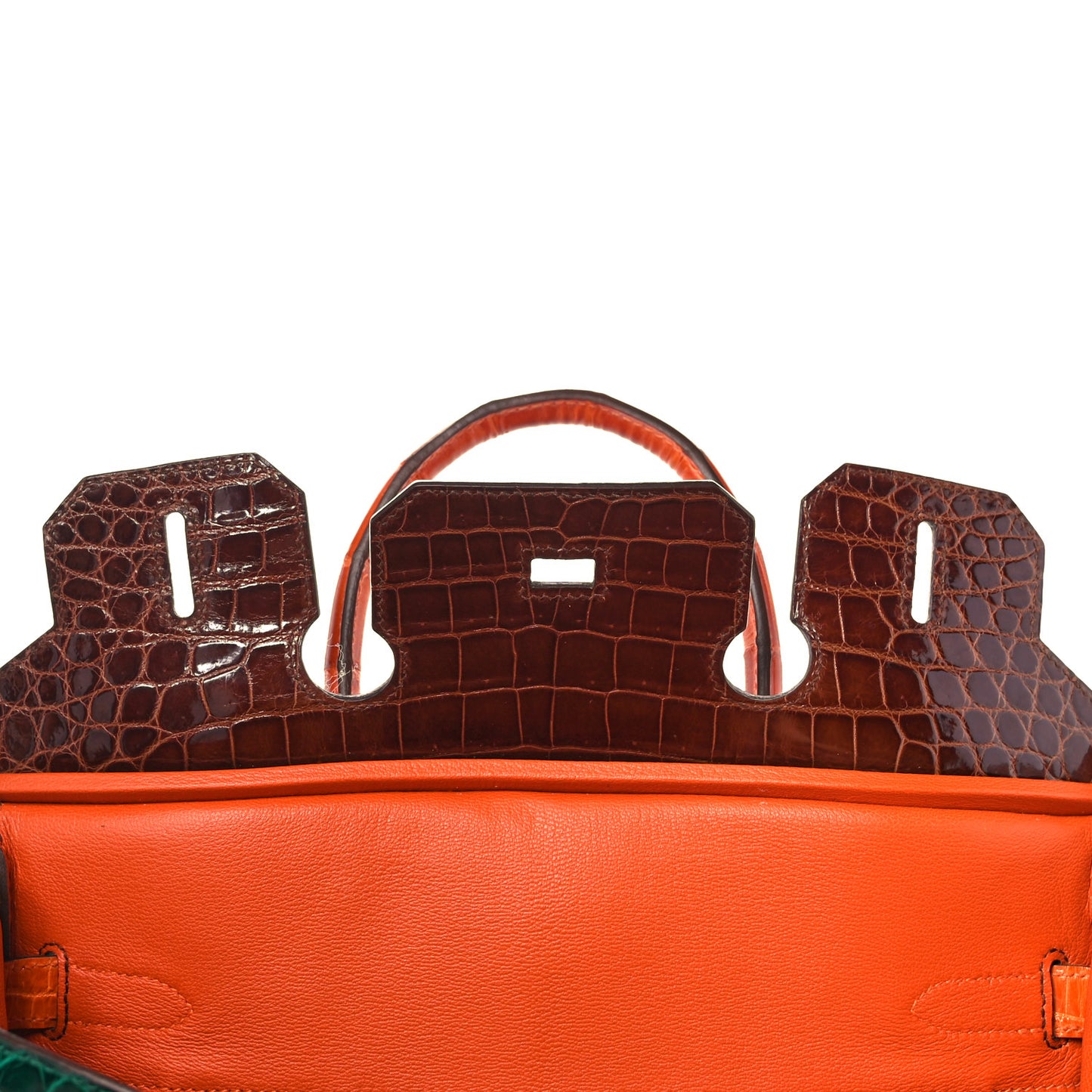 Shiny Niloticus Crocodile Horseshoe Birkin 30 Vert Emeraude Orange Miel