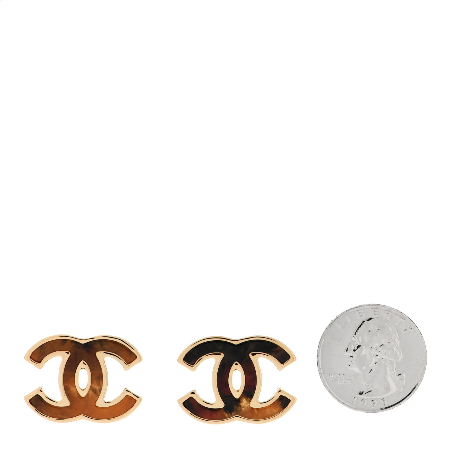 Enamel CC Earrings Gold Orange Black Red