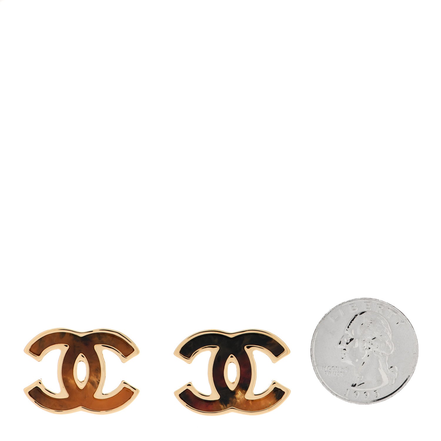Chanel Enamel CC Earrings Gold Orange Black Red 2 of 6