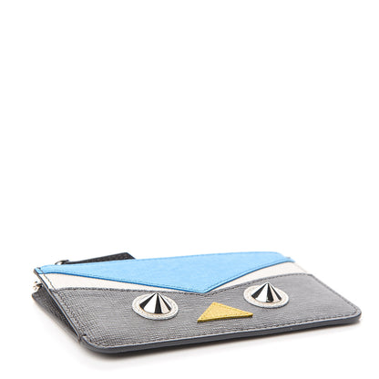 Fendi Vitello Elite QuTweet Studded Coin Pouch Key Case Asfalto Multicolor 3 of 7