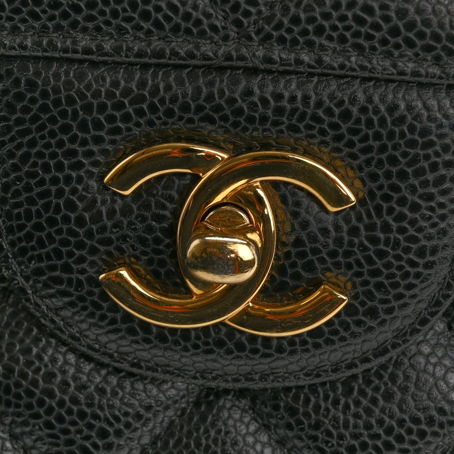 Caviar Quilted Jumbo Double Flap Black