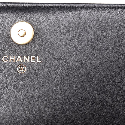 Chanel Lambskin Chevron Quilted Boy Square Wallet on Chain WOC Black 9 of 12