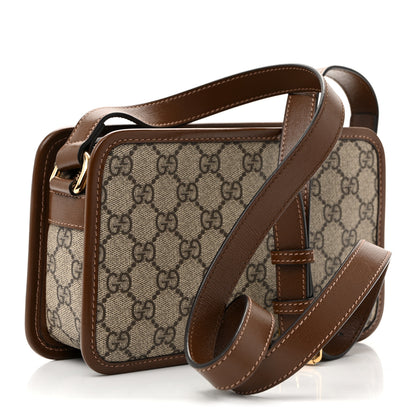 Gucci GG Supreme Monogram Azalea Calfskin Mini Retro Interlocking G Shoulder Bag Beige Ebony Brown Sugar 3 of 10
