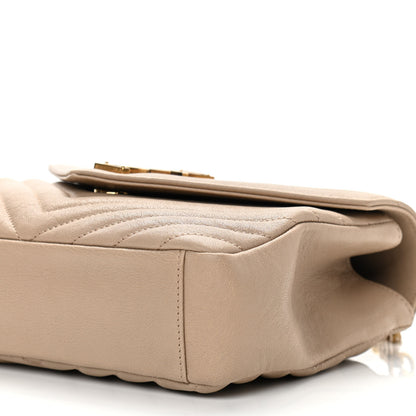 Saint Laurent Sheepskin Matelasse Chevron Monogram Medium College Bag Dark Beige 10 of 11