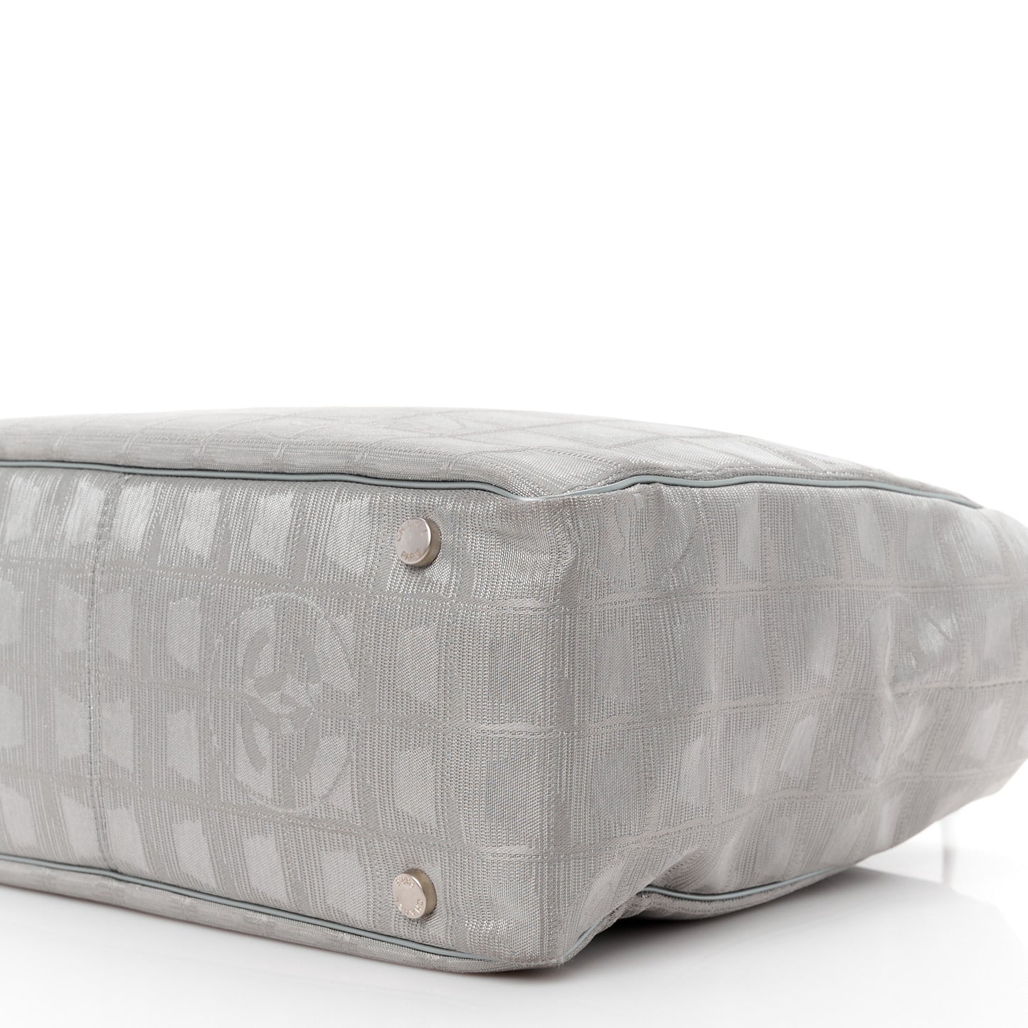 Metallic Nylon Small Travel Tote Silver