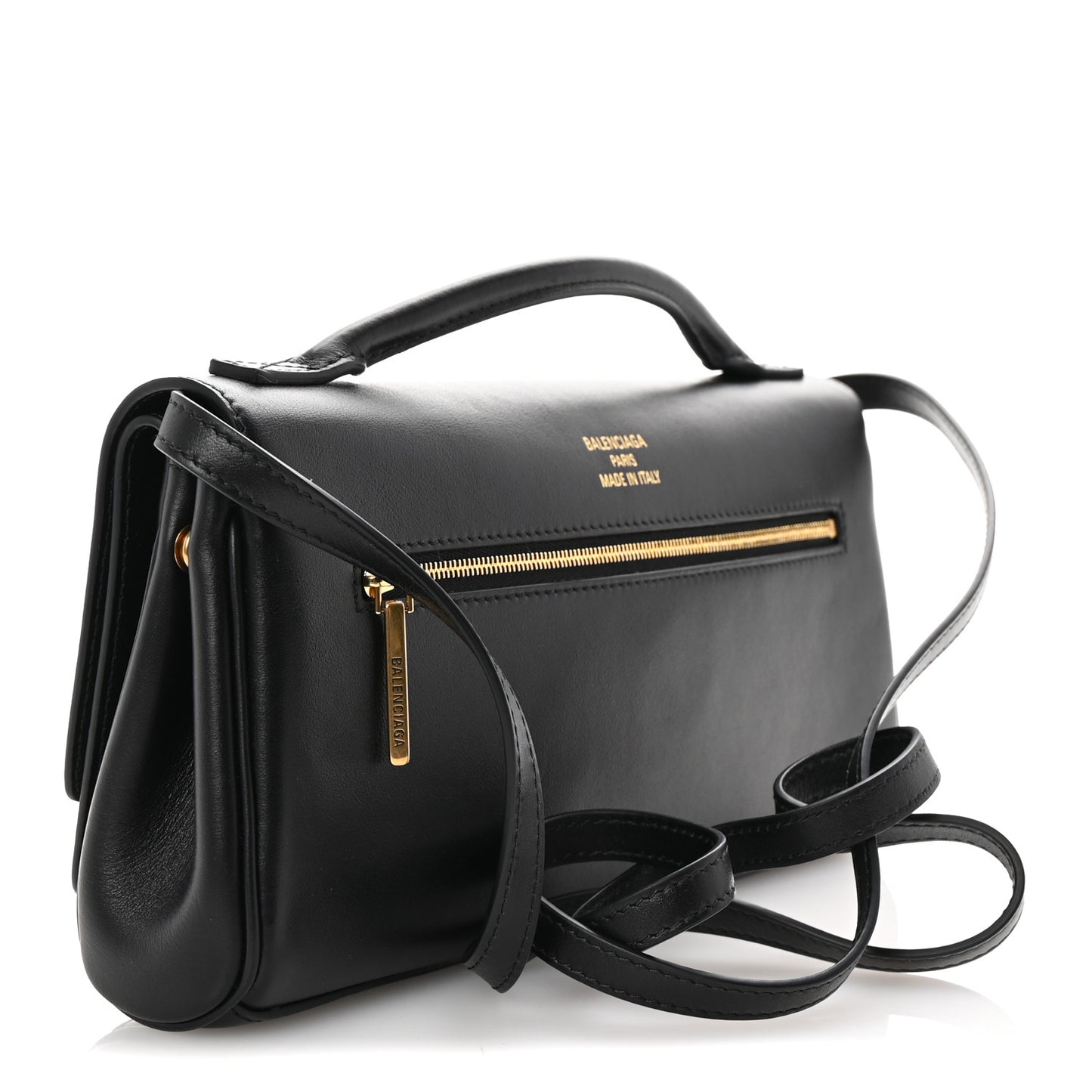 Smooth Calfskin Small Bel Air Clutch On Strap Black