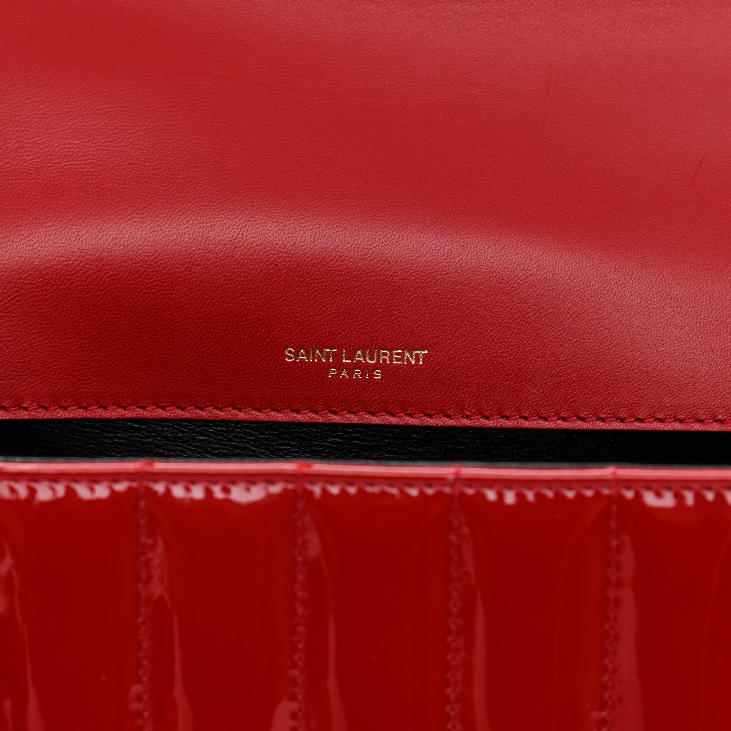 Saint Laurent Patent Matelasse Monogram Large Vicky Chain Bag Rouge Eros 6 of 11