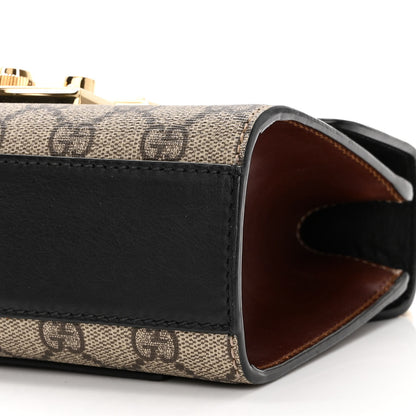 Gucci GG Supreme Monogram Calfskin Small Padlock Shoulder Bag Beige Black Cuir 10 of 12