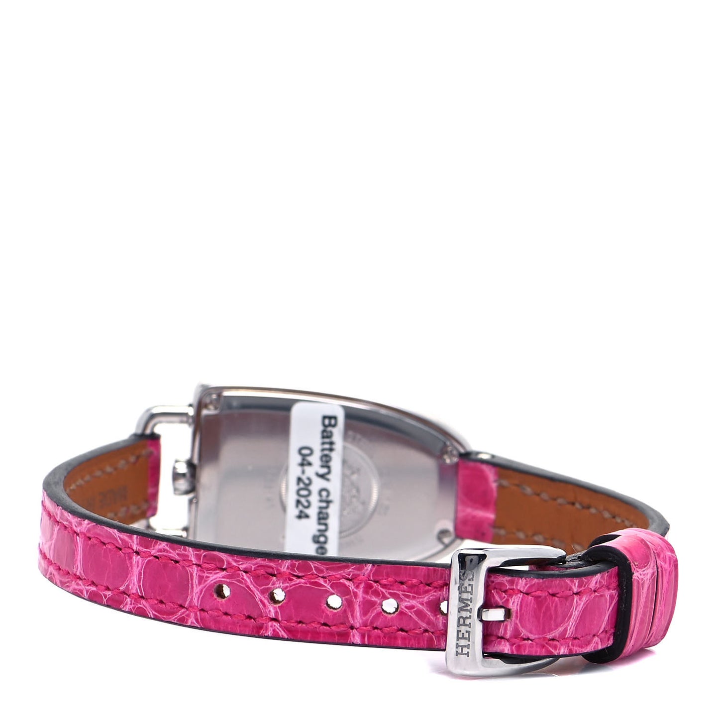 Stainless Steel Alligator Diamond Bezel 20mm Galop D'Hermes Quartz Watch Framboise