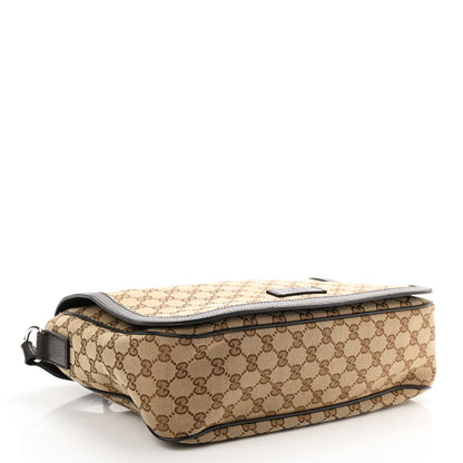 Gucci Monogram Large Flap Messenger Bag Beige Dark Brown 3 of 10