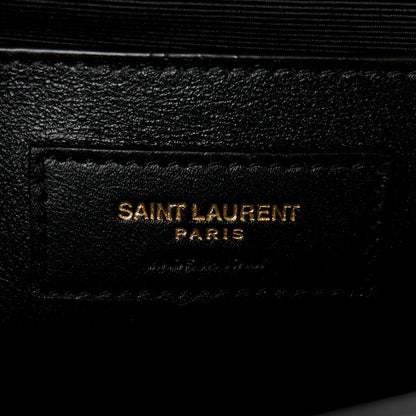 Saint Laurent Grain De Poudre Textured Mixed Matelasse Triquilt Medium Monogram Satchel Black 6 of 10