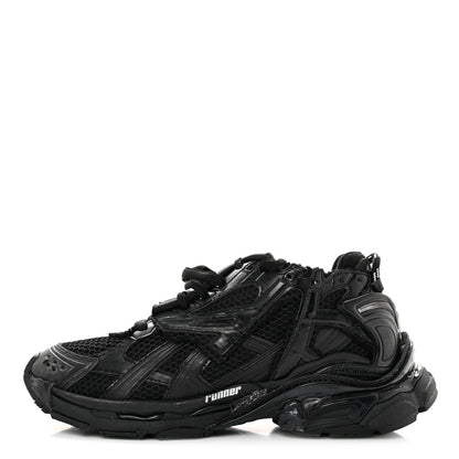Balenciaga Mesh Rubber Monocolor Womens Runner Sneakers 39 Black 1 of 9