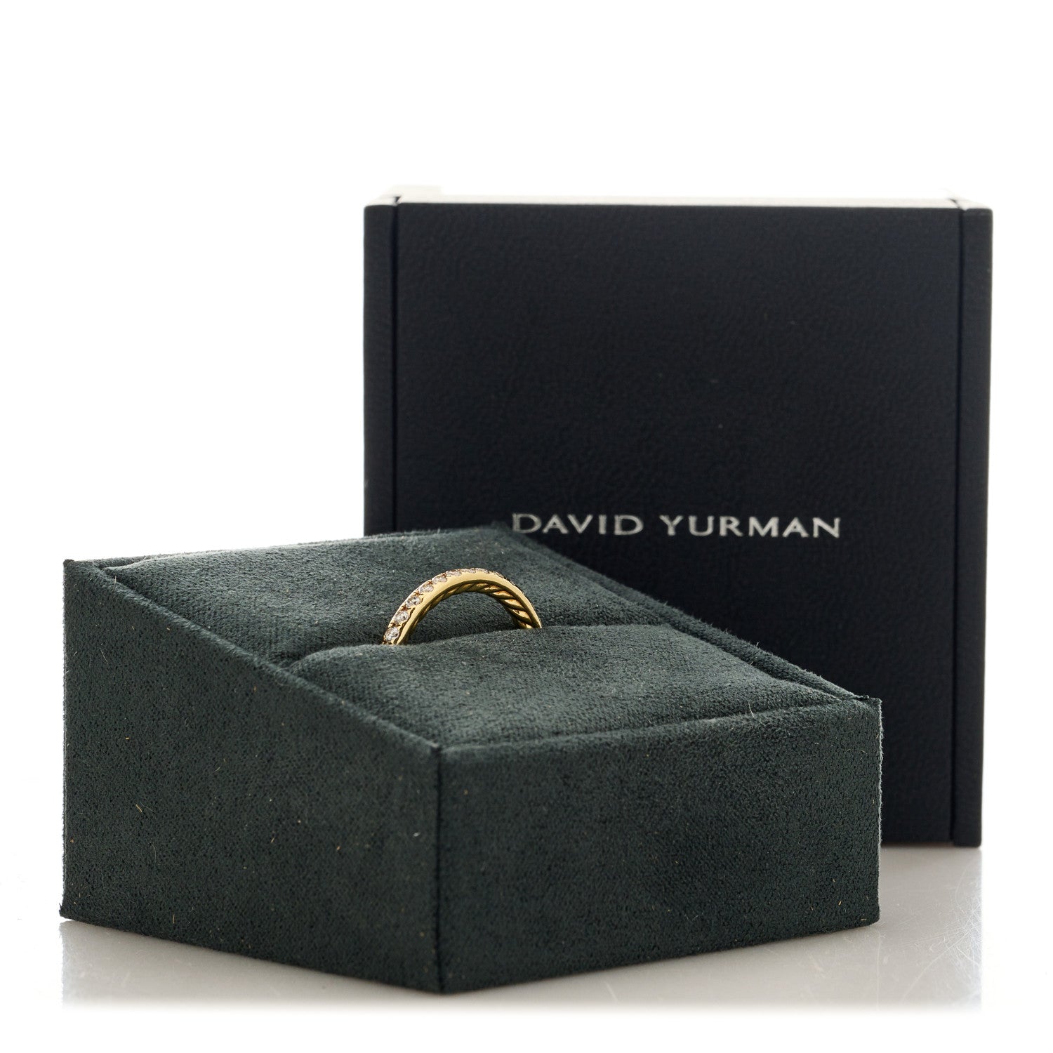 David Yurman 18K Yellow Gold Diamond 2.2mm Cable Collectibles Band Ring 56 7.5 5 of 5